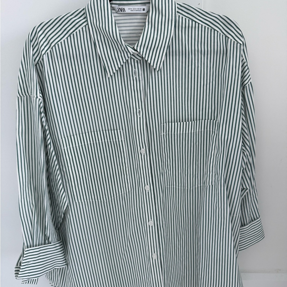 Zara women’s Striped Green Shirt